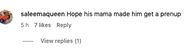 Instagram user's comment on Hunter and Lenee's marriage
